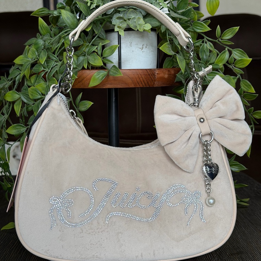 Juicy Couture Beige Shoulder Bag with Bow and Charm